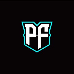 Obraz premium P F initial letter design with modern shield style