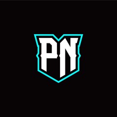 P N initial letter design with modern shield style