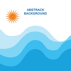 Abstract Water wave vector with sun illustration design background