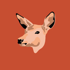 Vector hand drawn illustration of deer isolated. Creative artwork with portrait. Template for card, poster, banner, print for t-shirt, pin, badge, patch.