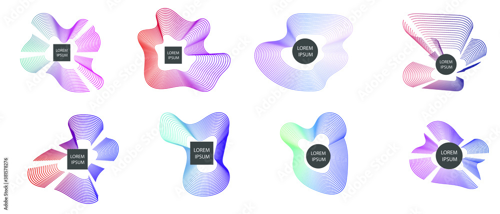 Poster set of modern abstract vector banners. multicolor flat geometric shapes. geometric gradient figures,