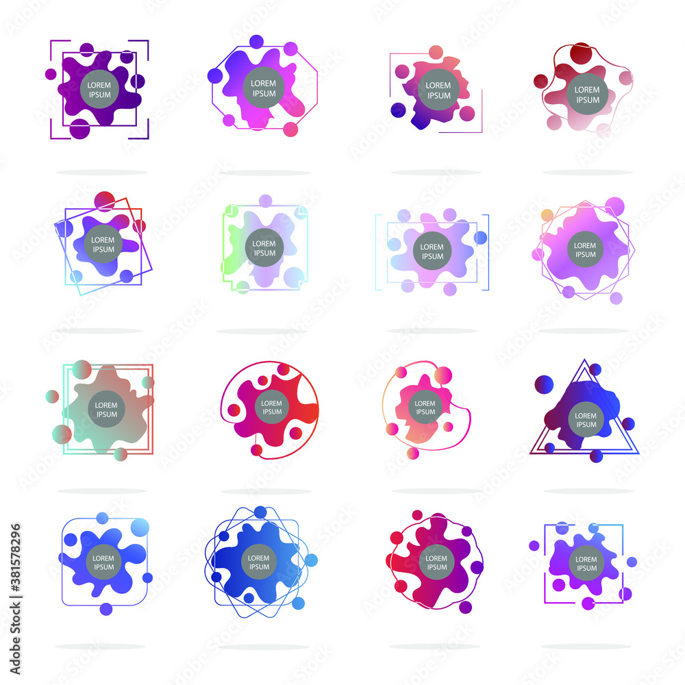 Poster set of modern abstract vector banners. multicolor flat geometric shapes. geometric gradient figures,