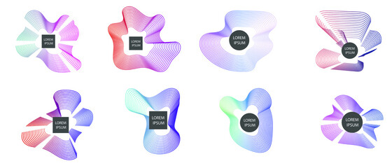 Set of modern abstract vector banners. Multicolor flat geometric shapes. Geometric gradient figures, trendy dynamic elements