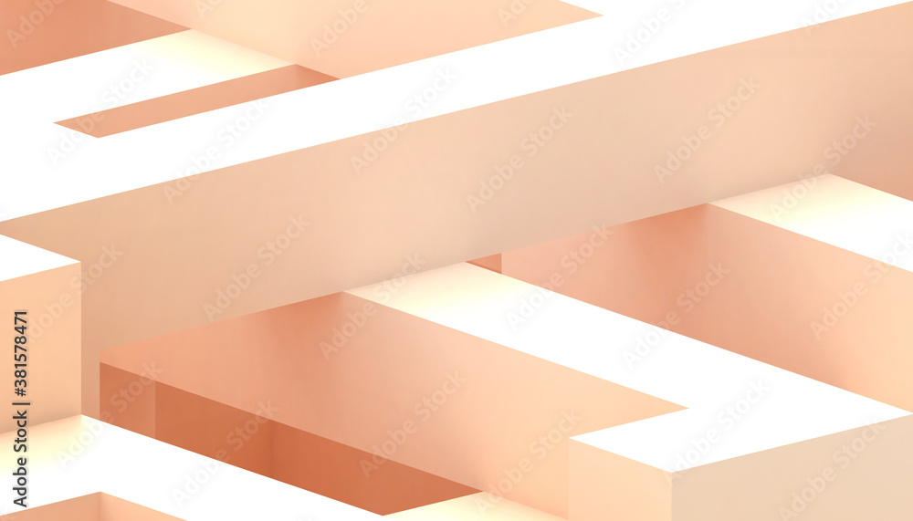 Poster abstract background geometric shape cube -box concept on yellow paper art style background - 3d rend