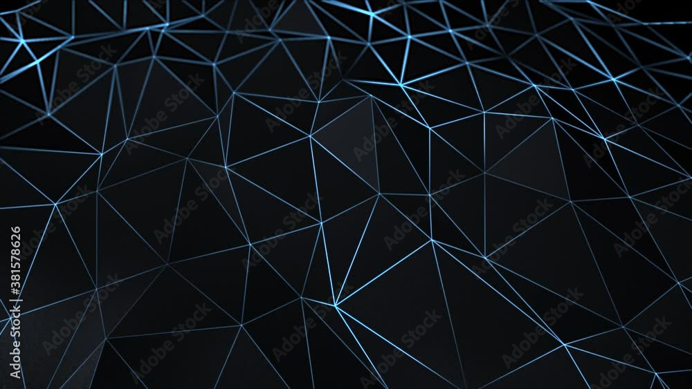 Poster abstract dark black 3d triangle surface polygonal modern loop background. futuristic low poly shape 