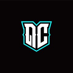 Q C initial letter design with modern shield style