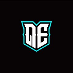 Q E initial letter design with modern shield style