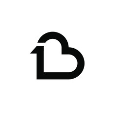 Fototapeta premium ONE heart letter logo black vector icon design isolated white background