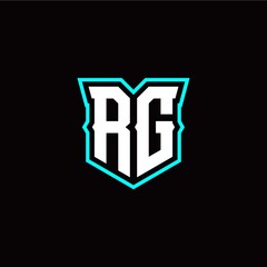 R G initial letter design with modern shield style