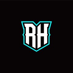 R H initial letter design with modern shield style