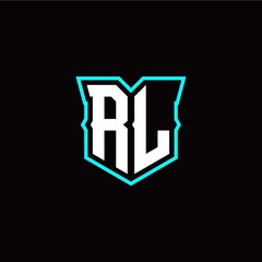 R L initial letter design with modern shield style