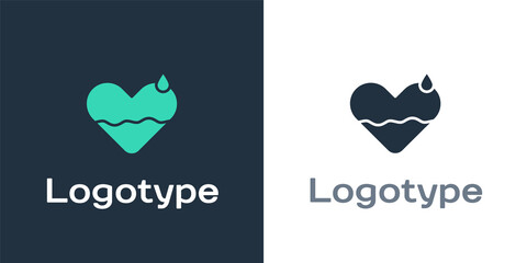 Logotype Heart heal icon isolated on white background. Logo design template element. Vector Illustration.