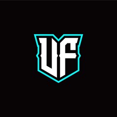 U F initial letter design with modern shield style