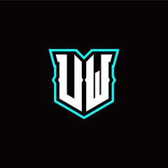 U W initial letter design with modern shield style