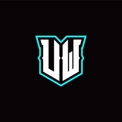 U W initial letter design with modern shield style