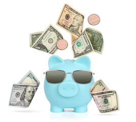 Piggy bank. Safety investment and dividends yield concept