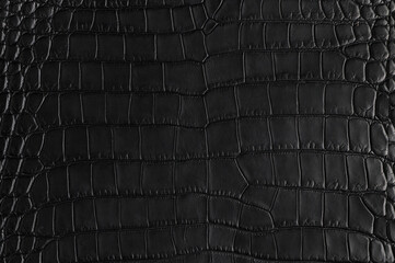 Abstract background of seamless crocodile black leather texture