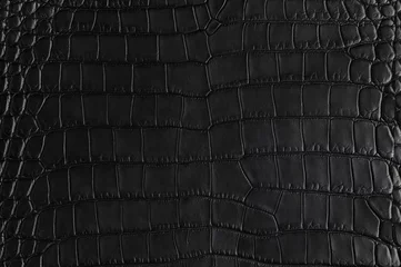 Tuinposter Abstract background of seamless crocodile black leather texture © dmitryabaza