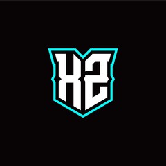 X Z initial letter design with modern shield style