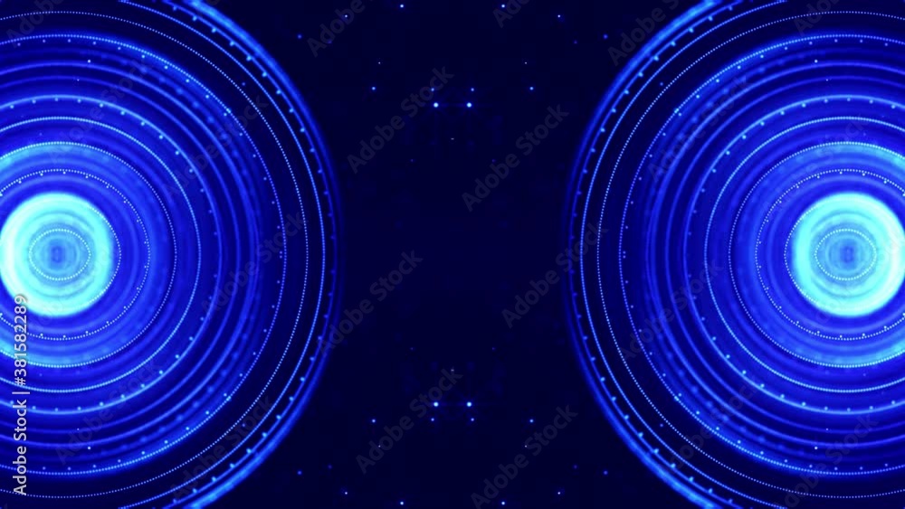 Aufkleber 4k looped sci-fi 3d abstract animation. glow blue particles form lines, symmetrical structures like 