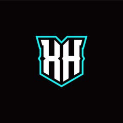 X H initial letter design with modern shield style