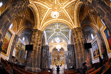 Fototapeta na wymiar México Mixquic Interior iglesia San Andrés