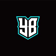 Obraz premium Y B initial letter design with modern shield style