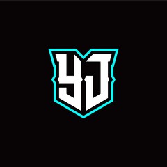 Y J initial letter design with modern shield style
