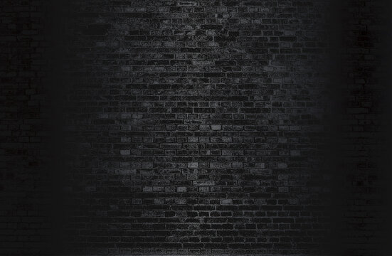 Luxury black metal gradient background with distressed brick wall texture.