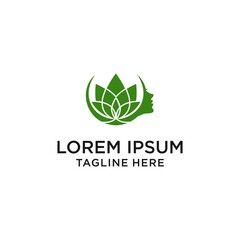Human face with leaf lotus logo design