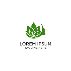 Human face with leaf lotus logo design