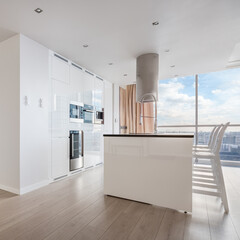 White kitchen with amazing view