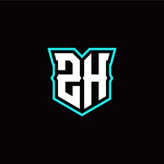 Z H initial letter design with modern shield style