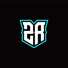 Z R initial letter design with modern shield style