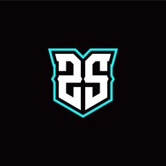 Z S initial letter design with modern shield style