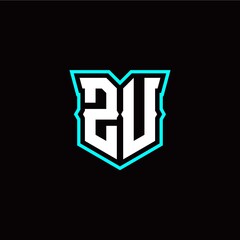 Z U initial letter design with modern shield style