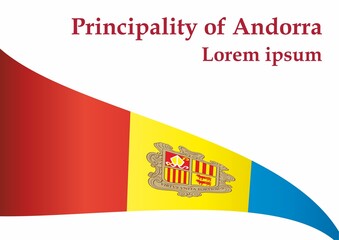 Flag of Andorra, Principality of Andorra. Bright, colorful vector illustration.