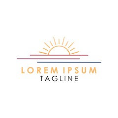 line summer sunset with sea monoline logo