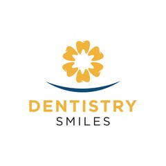 dentistry ornament with smile logo design