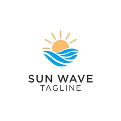 Creative sunset with sea logo template