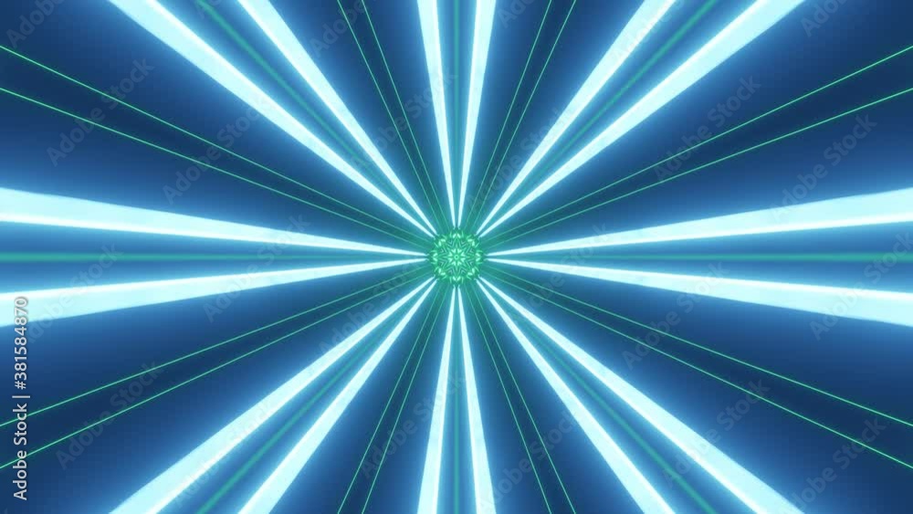 Poster 4k looped abstract high-tech tunnel with neon lights. camera flies through changing tunnel on high s