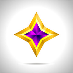 Obraz premium illustration of a purple gold star on steel background. vector file New year Christmas
