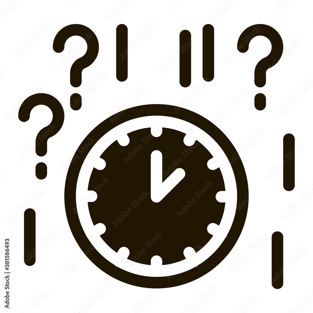 Poster clock and question mark glyph icon vector. clock and question mark sign. isolated symbol illustratio
