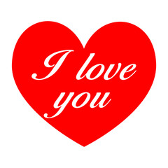 I love you in a red heart. Illustration.