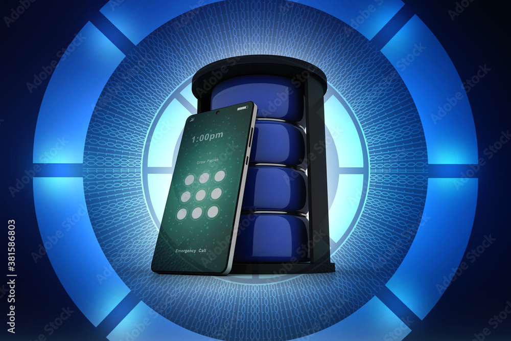 Poster 3d rendering mobile phone data