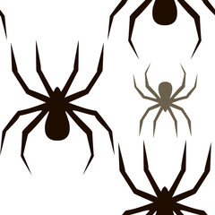 seamless pattern spider on a white background black and white 