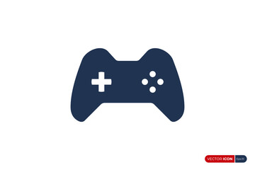 Simple Joystick Game Controller Icon. Game Pad with Playing Buttons isolated on White Background. Flat Vector Icon Design Template Element.