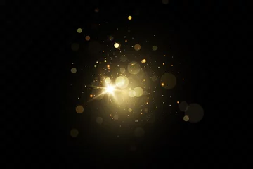 Foto auf Leinwand Glow light effect. Vector sparkles on a transparent background. Christmas light effect. Sparkling magical dust particles.The dust sparks and golden stars shine with special light. © blagorodez