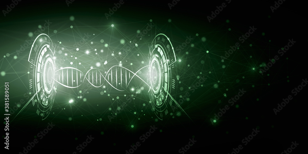 Poster 2d render of dna structure, abstract background