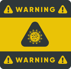 Yellow Caution Sign. Coronavirus Disease 2019. Social Distancing. Covid-19 Prevention. warning sign, Symbol Vector Illustration